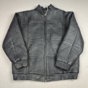 Vintage Max USA Leather Jacket Embroidered Patterned Design Hip Hop Y2K 90s XXL